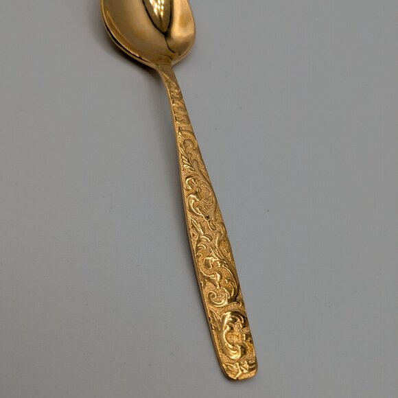 Americana Golden Heritage Flatware Golden Scroll 8 Teaspoons 6" Vintage - Picture 6 of 9